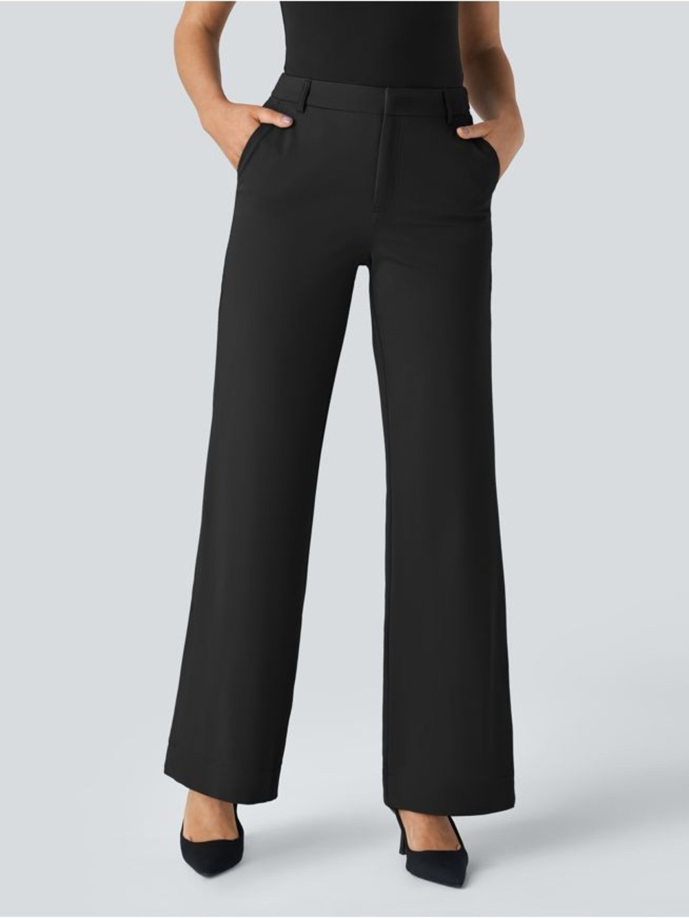 NEW Halara Flex Mid Rise Pocket Straight Leg Work Pants in Black - Size XL